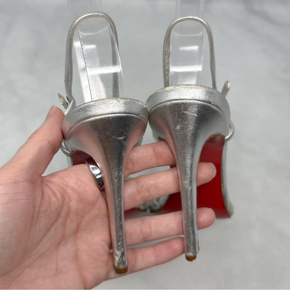 Christian Louboutin Vintage Y2K Metallic Strappy Leather Mary Jane Sandal Heels - Picture 8 of 16